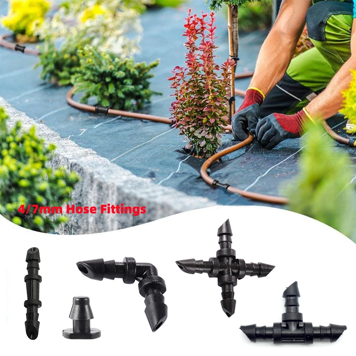 

4/7 мм шланг с косой головкой, колючий соединитель, прямой коленчатый наконечник, 3-ходовой 4-ходовой садовый газон, микроорошение, 20/50/100/500 шт.