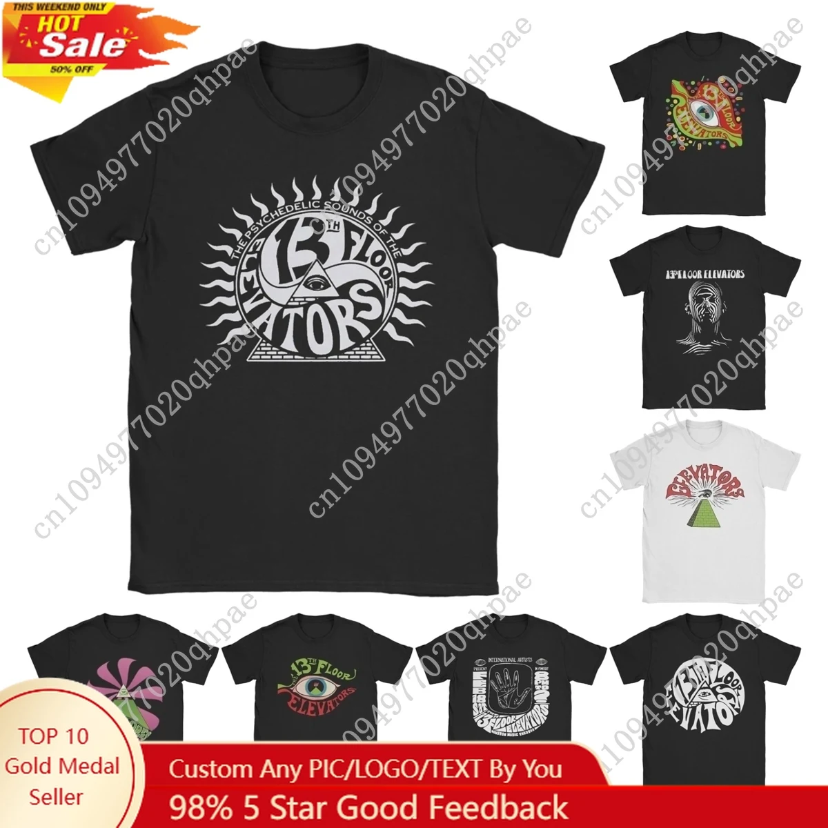 

Men 13th Floor Elevators Rock Band T Shirts Tour Pure Cotton Tops Vintage Short Sleeve Crew Neck Tees Adult T-Shirt