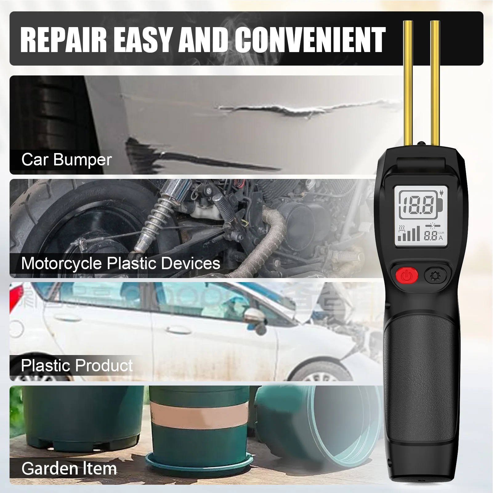 

Plastic Welder Kit with 200 Staples Fast Heating High Efficiency Portable Ergonomic for Bumper Repair DIY Projects