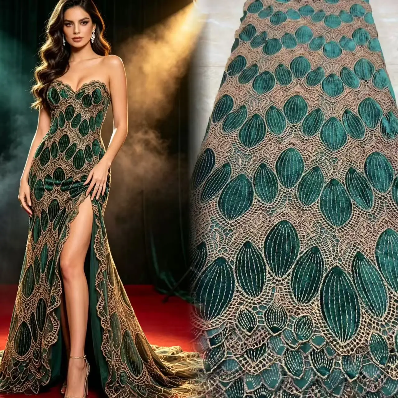 Latest African Handcut Velvet Lace Fabric High Quality Party Dress Asoebi 2026 Luxury Embroidery Nigerian Lace Fabric XR5108-A