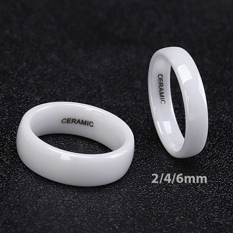 

Kolmnsta 2mm 4mm 6mm White Ceramic Ring Men Woman Rings Anti-Allergy Polished Design Anillos Gentle Wedding Engagement Band