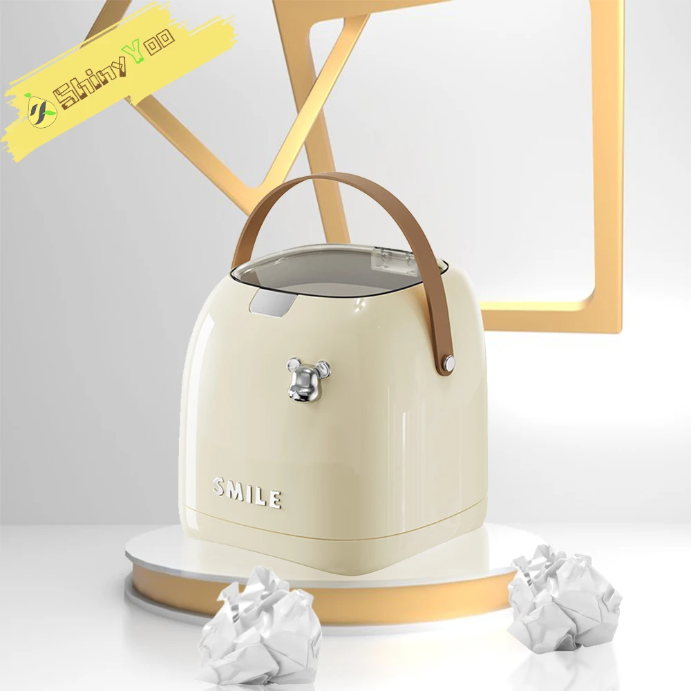 

Waste Paper Bucket 2L Luxury Desktop Trash Can, Small Paper Basket with Handle, Waterproof Trash Bin Suitable for Offices