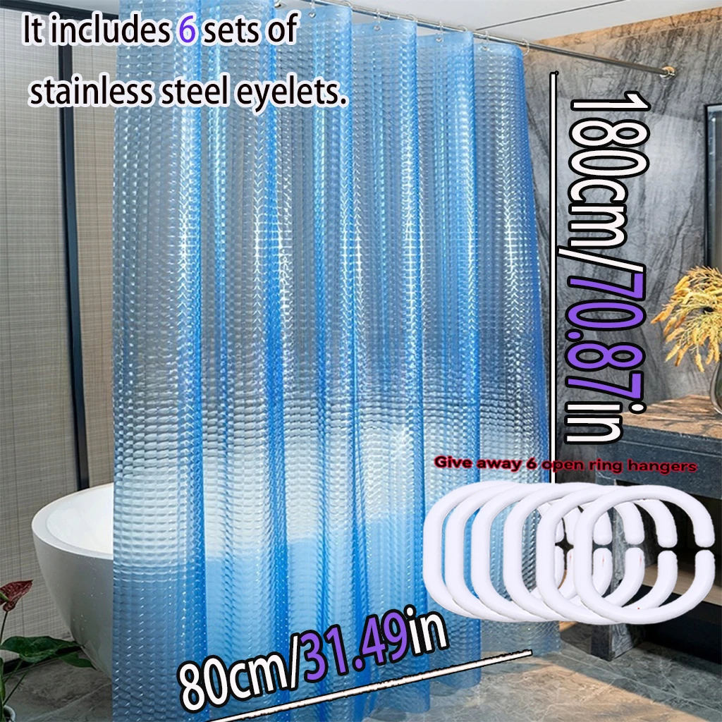 The 3D Blue, Clear and High-End Bathroom Partition Curtain Is Easy to Clean. The Dreamy Ocean Color Is Highly Recommended