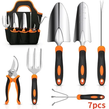 7pcs/set Mini stainless steels garden tool potted vegetable digging weeding indoor small plant garden tool organizer bag