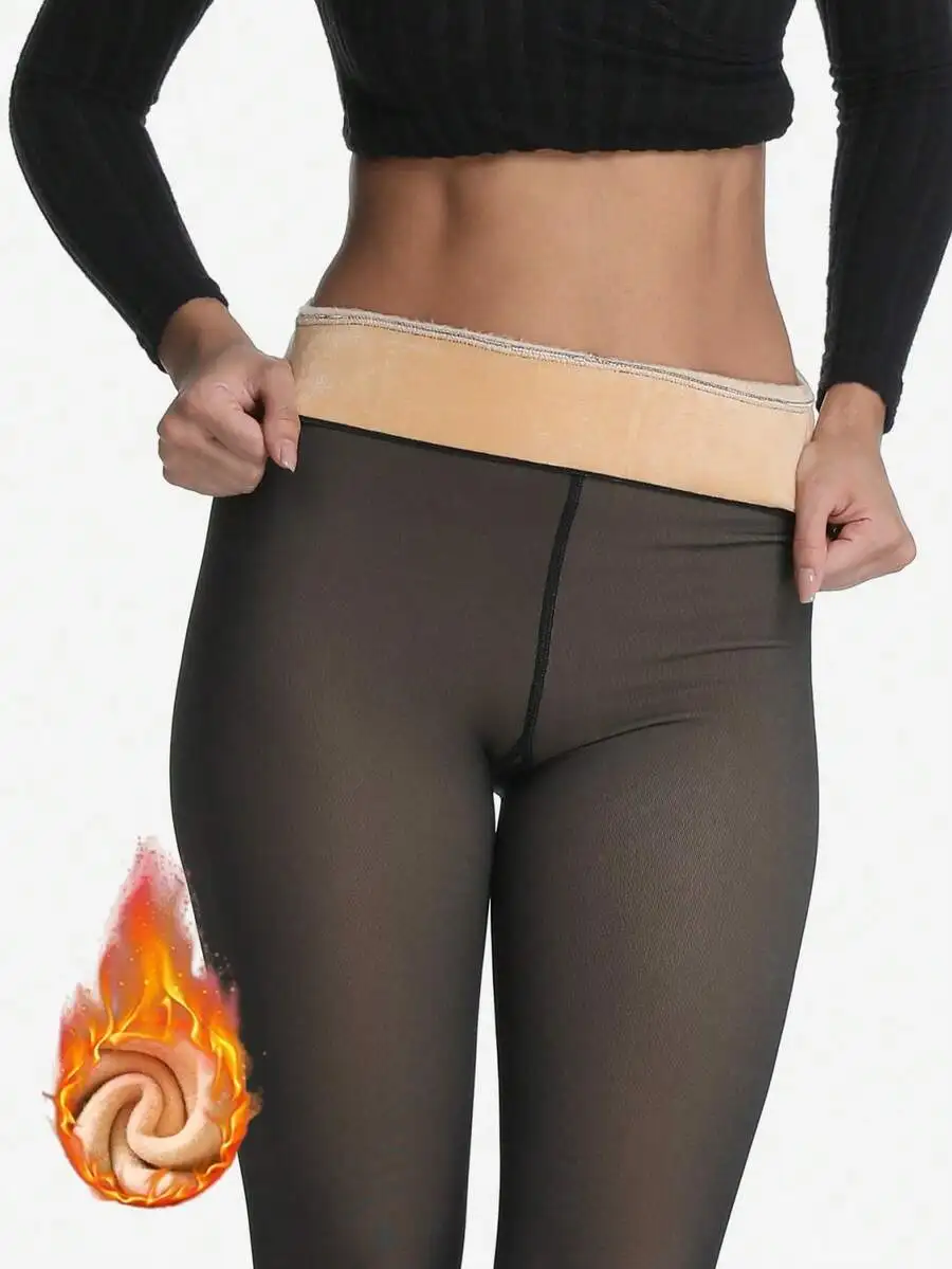 Fleece-Lined Thermal High-Waist Leggings for Women, Warm Stretchy Tights, Winter Wear