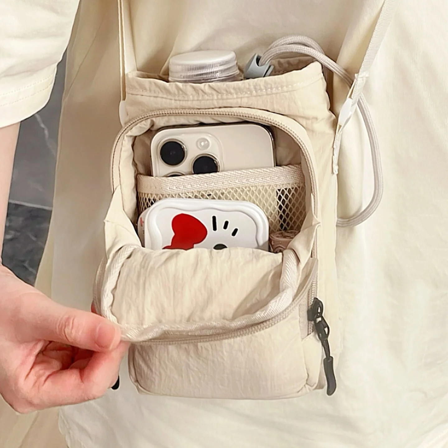 

Spor Women's Crossbody Phone Pouch Lightweight Double Layer Summer Walking Bag Small Size Convenient Carry