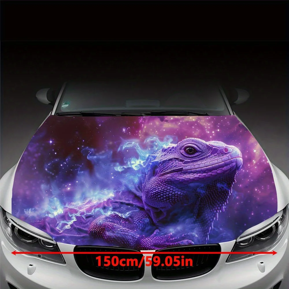 Romantyczna Fioletowa Atmosfera Pod Kameleon, z Elementami, Okleiny Samochodowe, Naklejka na Maskę Silnika, Odporna na Zachlapania, Łatwa w Montażu