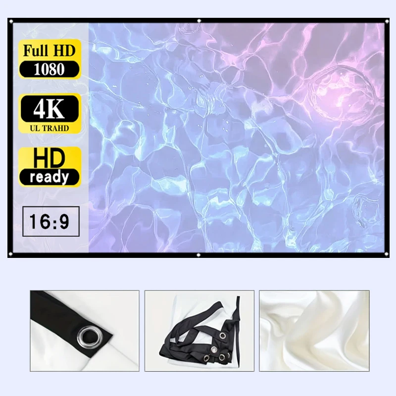 Hot selling 84 inch movie projection screen. Foldable and ironable. Suitable for both indoor and outdoor use.