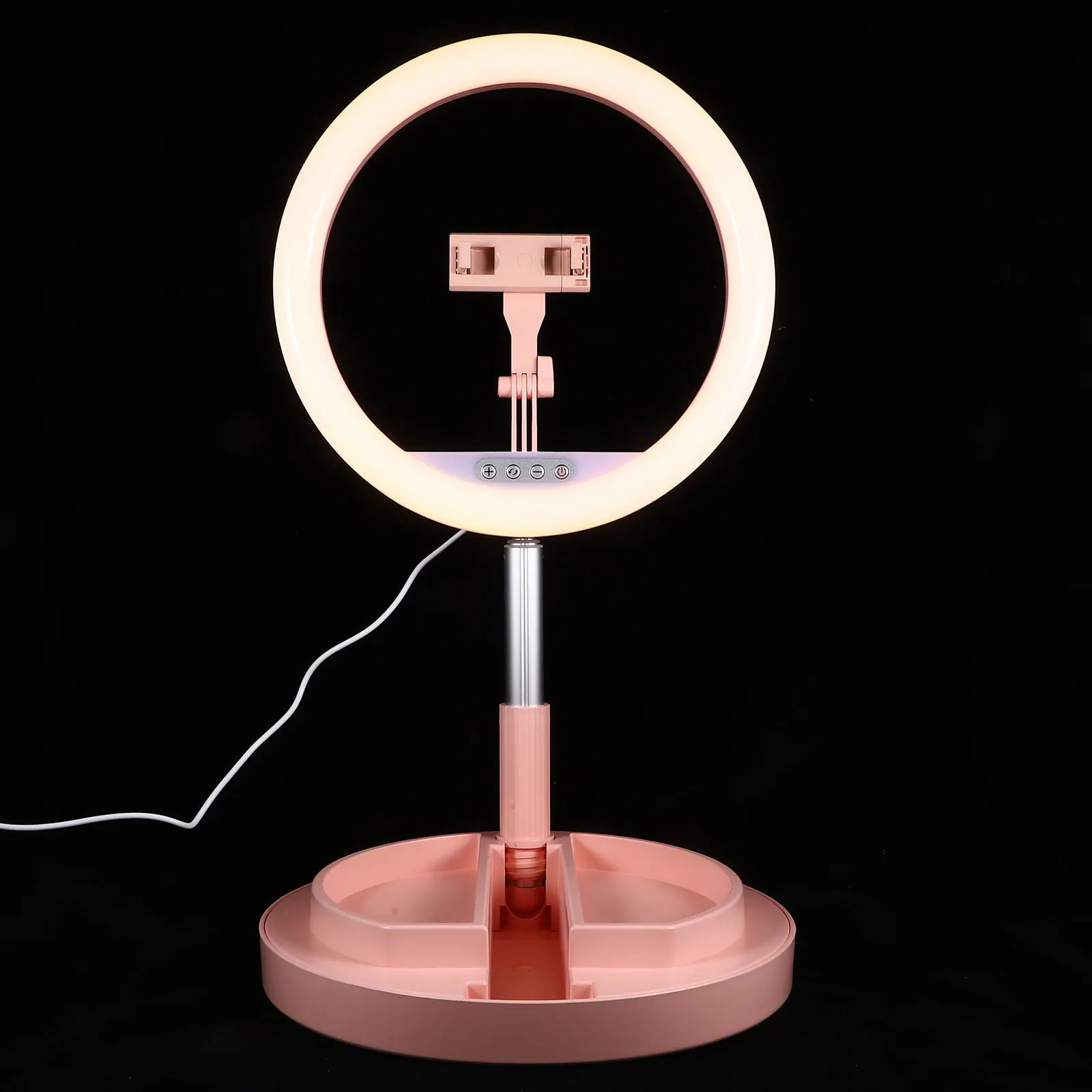 1Pcs LED Ring Light Live Broadcast Stand Foldable Retractable Mobile Phone Holder Adjustable Brightness Soft Eye Protection Fill