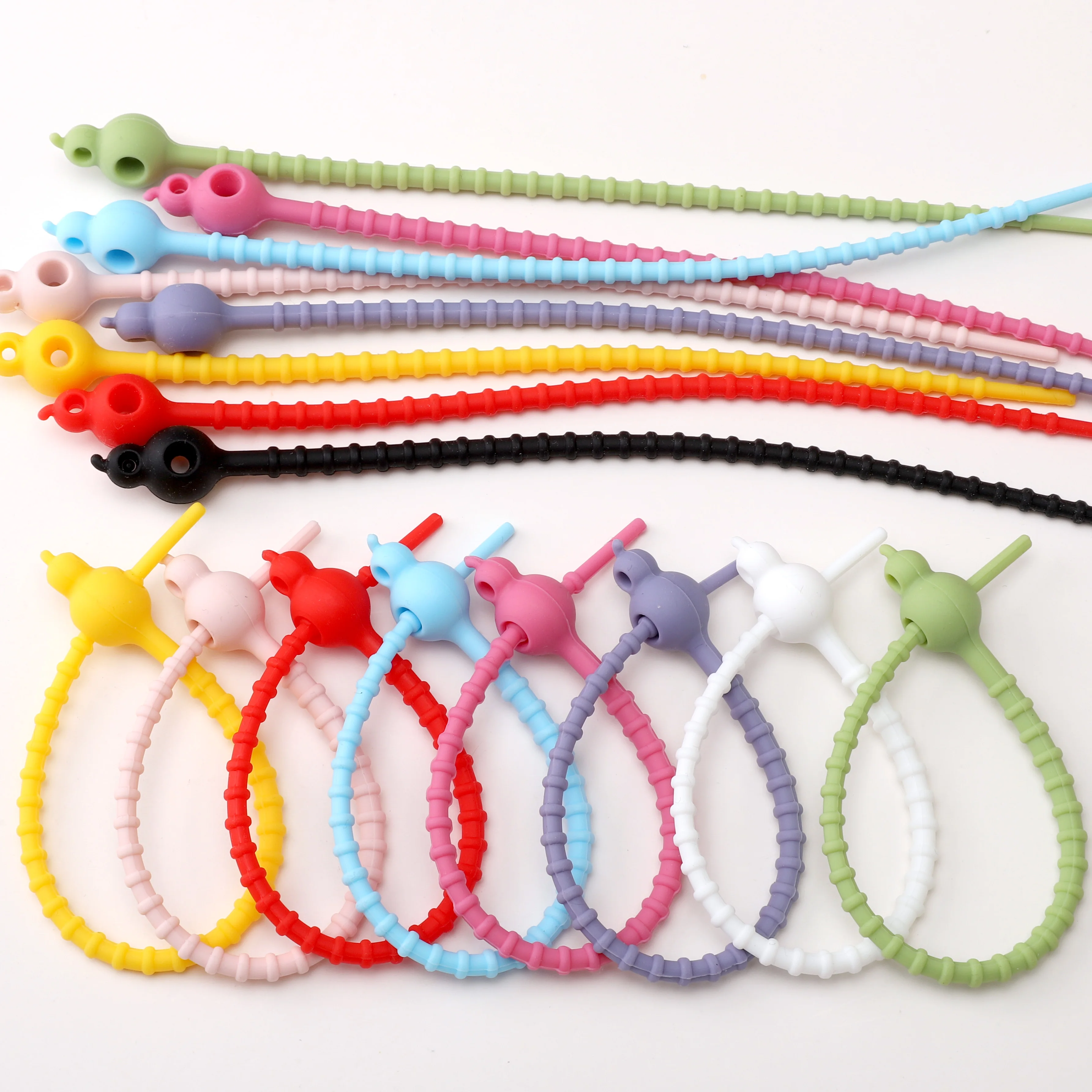 2/5 Pcs Silicone Reusable Cable Ties Coil Buckle Keychain Key Ring Organizer Straps for DIY Charm Pendant Handicraft Supplies
