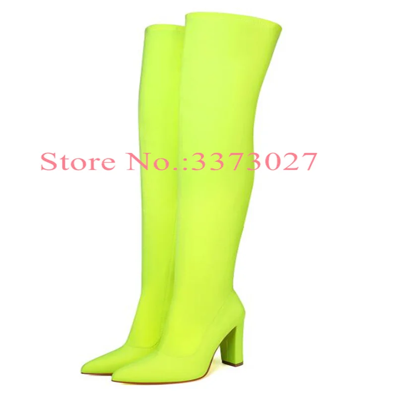 Purple Elastic Long Boots Woman over-the-knee Boots Thin Heel Booties 2019 Hot Fashion Autumn Winter Female Dress Shoes