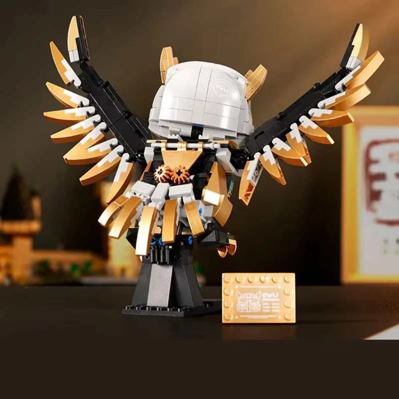 477pcs 크리 에이 티브 올빼미 빌딩 키트-DIY 기계 동물 벽돌 모델 교육 줄기 장난감 조립 블록 어린이를위한 학습 세트