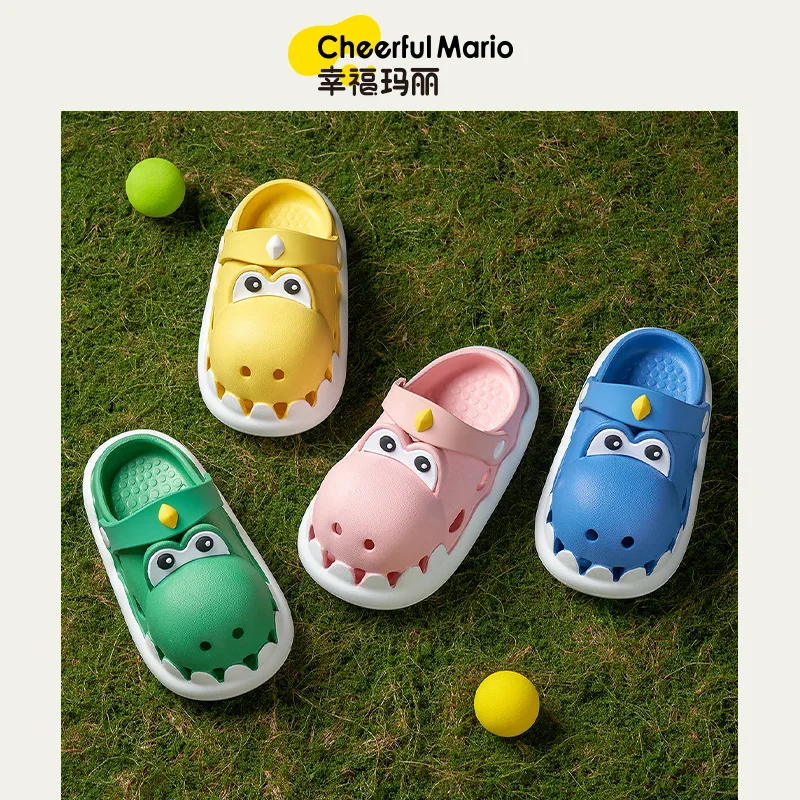 Cheerful Mario Kids Shoes For Boys 2023 New Children Eva Sandals Non-Slip Summer Baby Cartoon Beach Shoes