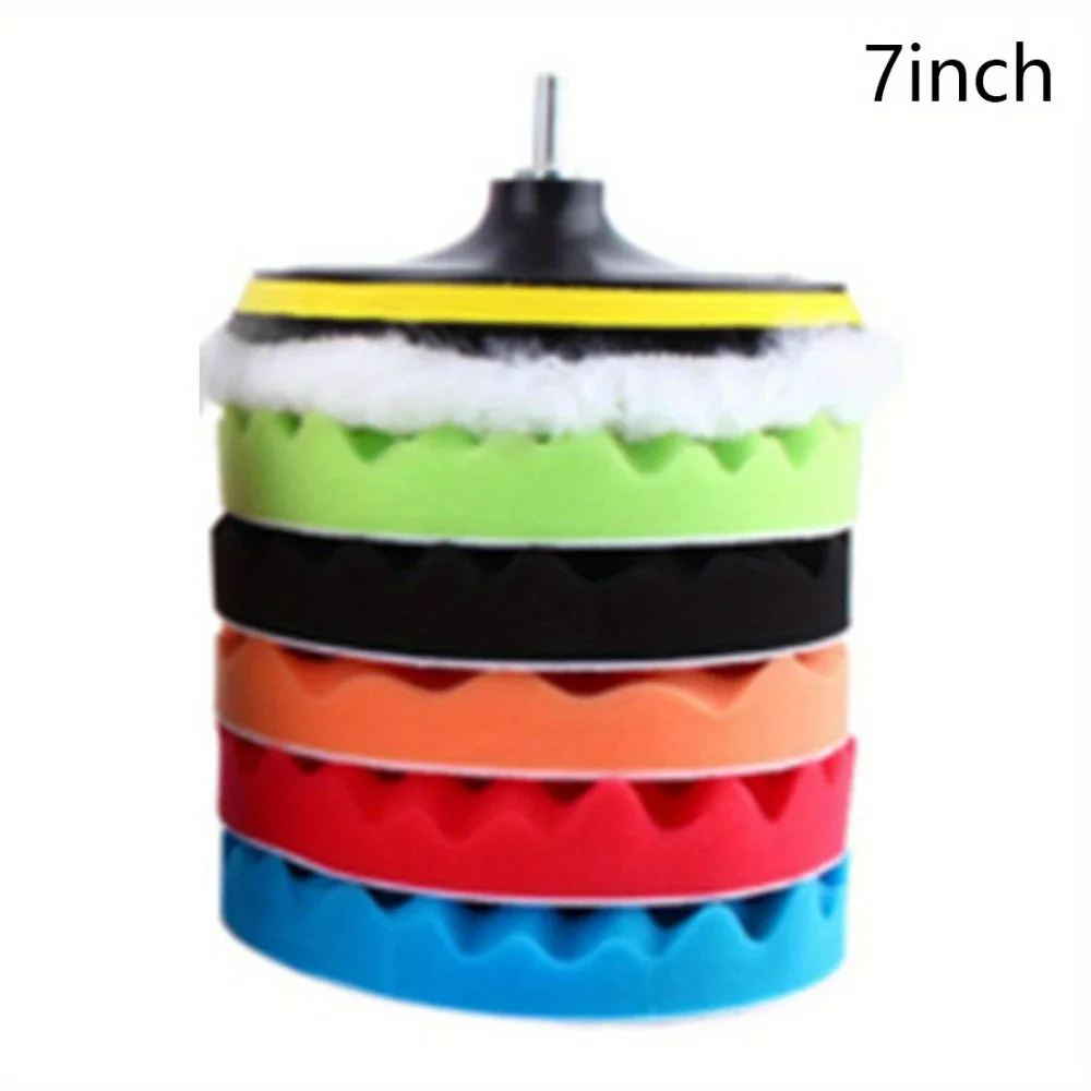 3/5/7inch CarPolishing Disc 8Pcs/Set Self-Adhesive Buffing Waxing Sponge Wool Wheel Polishing Pad For Car Polisher Drill Adapter