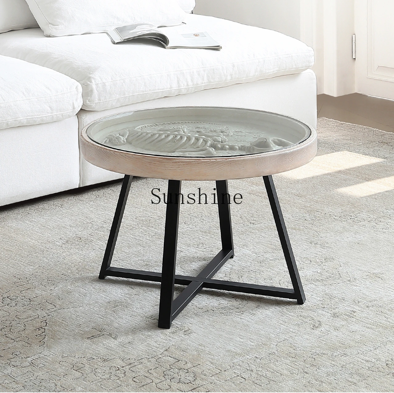 Dinosaur coffee table round small apartment living room sofa coffee table