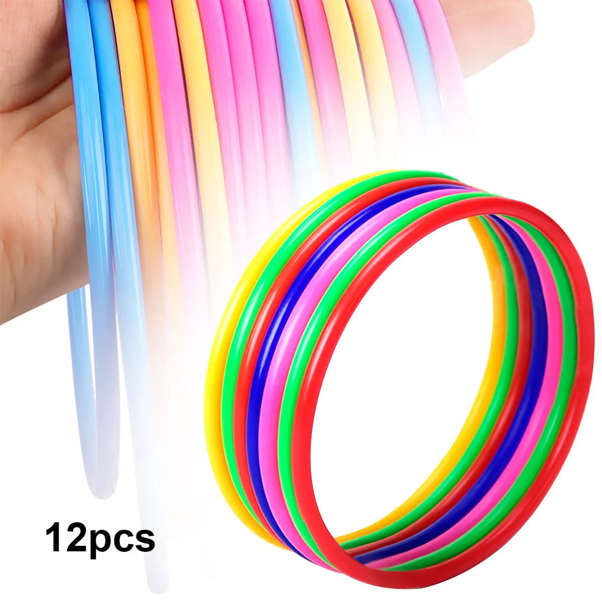 

12pcs Rings for Stalls Plastic Set of Rings With Throwing Rings Kids Toys Solid Rings Ring Toss Toys Games Carnival