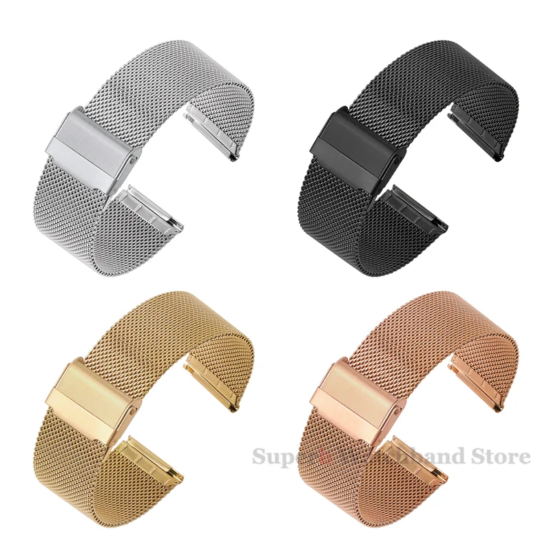 Milanese حزام العالمي سوار الإفراج السريع 18 مللي متر 20 مللي متر 22 مللي متر 12 مللي متر 14 مللي متر 16 مللي متر 17 مللي متر 19 مللي متر 21 مللي متر 24 مللي متر 0.6 شبكة الفولاذ المقاوم للصدأ #5