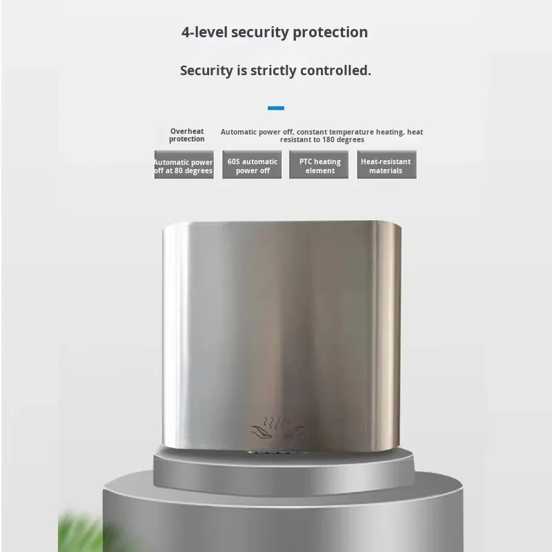 Intelligent Fully-Automatic Sensor High-Speed Electric 304 Stainless Steel Wall-Mounted Hand Dryer for Hotel Bathrooms/Toilets