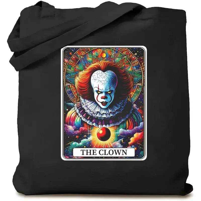 

Horror Character Card Art Tote Bag Durable Single-Sided Print Shoulder Bag Black Cosmic Design for Shopping & Storage Bag