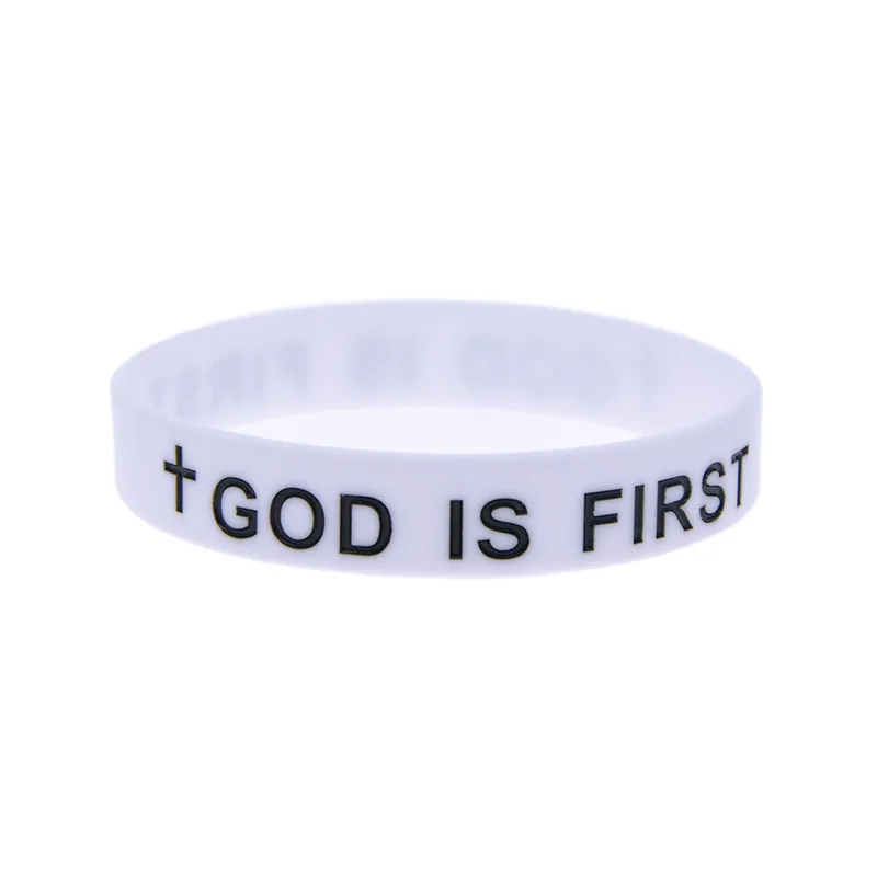 50 Stück Jesus Silikon-Armband „Gott Ist Erst, Ich Bin Zweit“ Inspirierendes Armband Erwachsenengröße – Detail 1