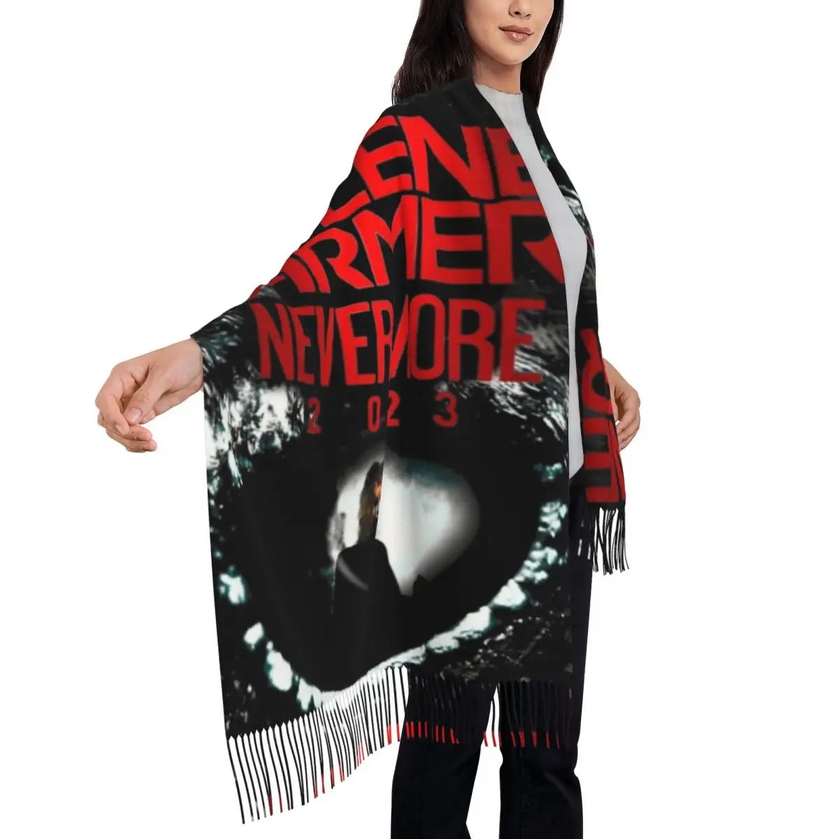 Mylene Farmer Nevermore 2023 Scarf Wrap for Women Long Winter Warm Tassel Shawl Unisex French Singer Scarves