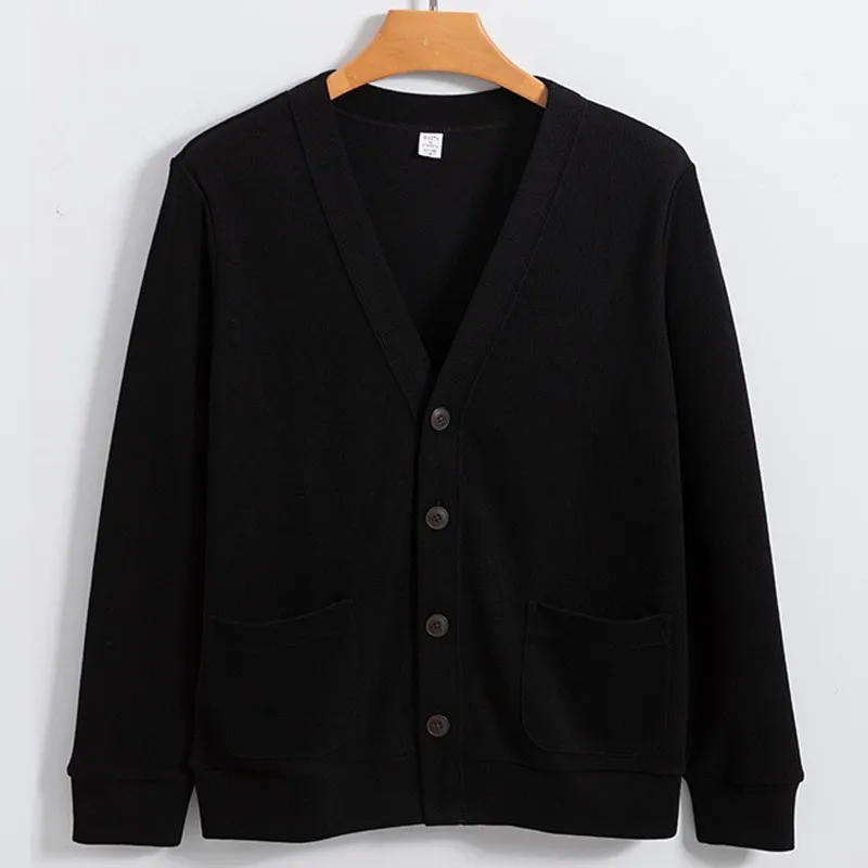 Men'S Cardigan Knit Sweater Long-Staple Cotton Loose Casual Non-Iron High-Quality Men'S Sweater