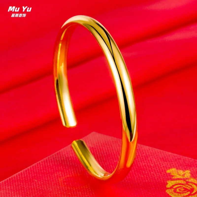 

Little Red Book Style6mmTraditional Open Smooth Bracelet for Women Ethnic Style Smooth Circle Bangle Wholesale Live Streaming Su