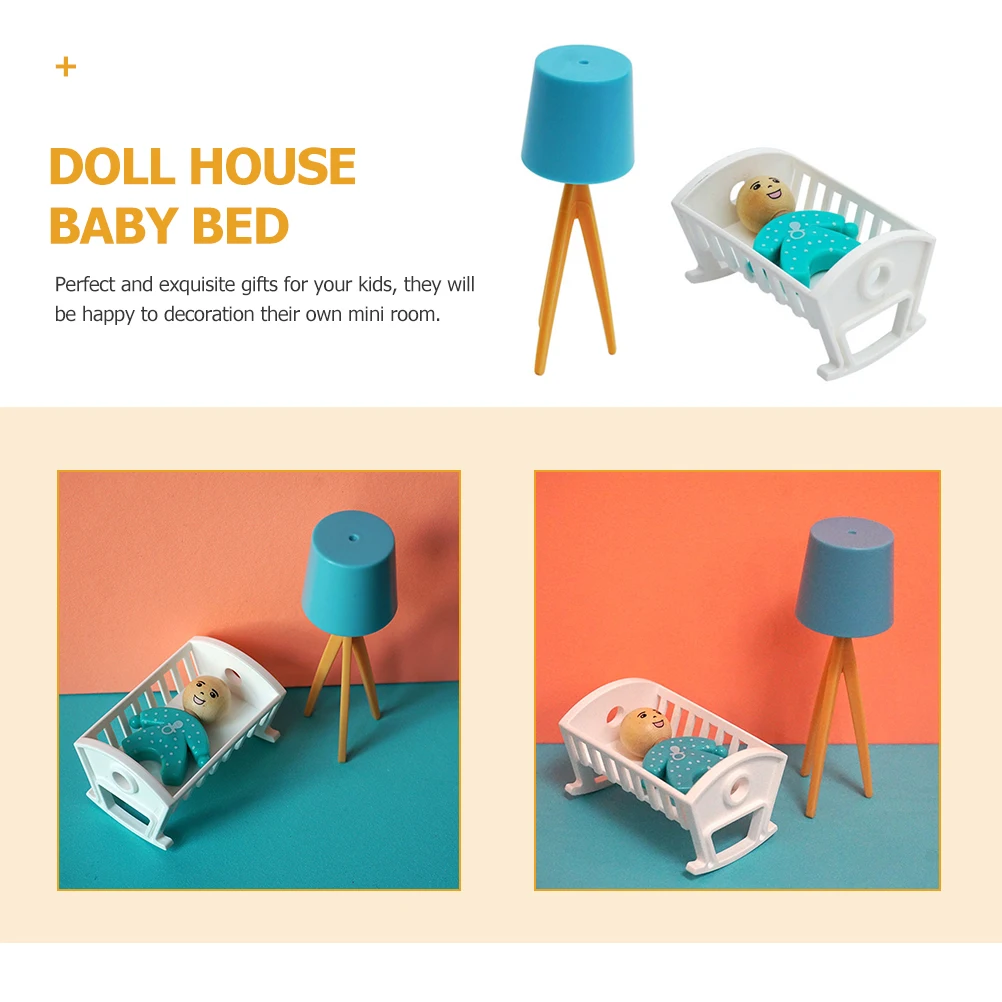 Meubles miniatures réalistes pour lit de bébé, décoration de maison, Mini lampadaire pour chambre d'enfants, jouet sûr en plastique, Simulation de maison