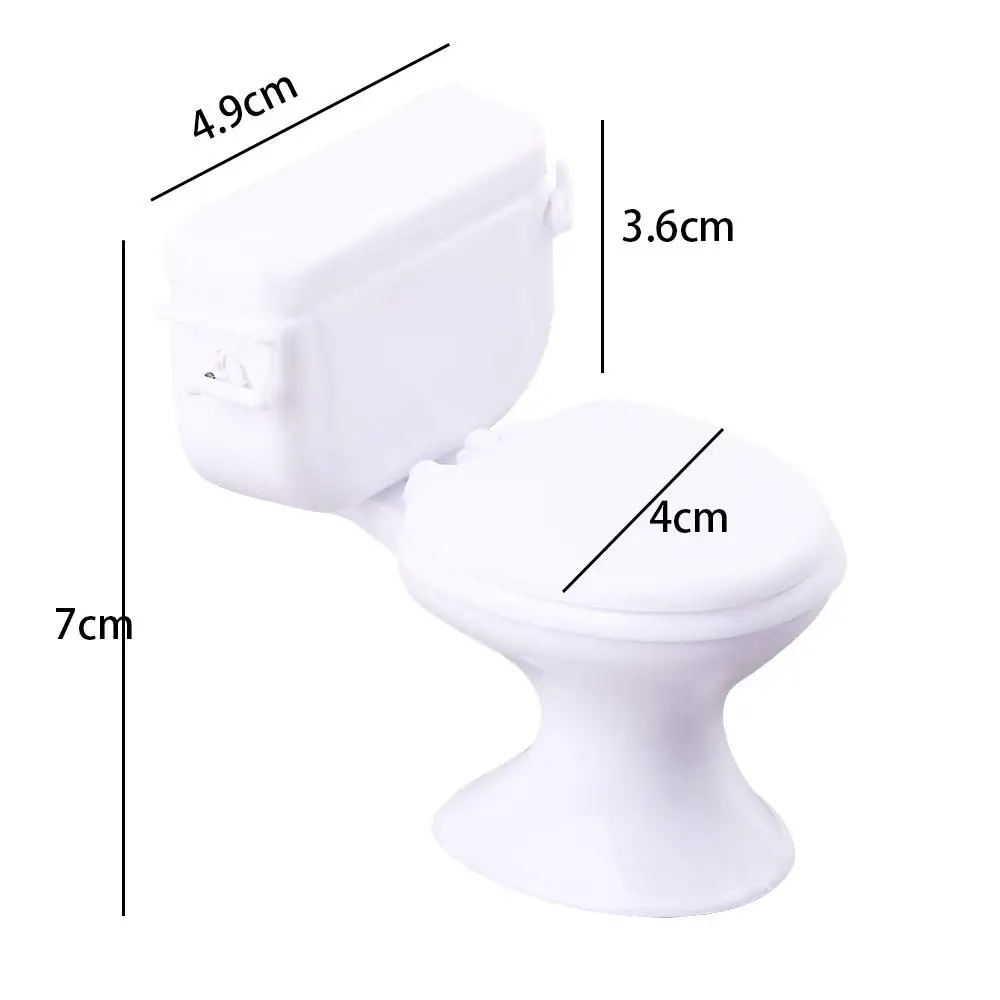 Miniaturowe zabawki dla dzieci do zabawy w toaletkę, różowa toaleta, meble do domku dla lalek, białe meble do toalety, zabawka, modelowanie łazienki w stylu vintage.