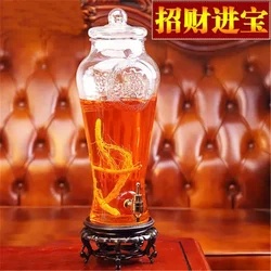 Large Size Empty Non-lead Thick Glass Wine Bottle With Tap Resin Base 7.5L/10L