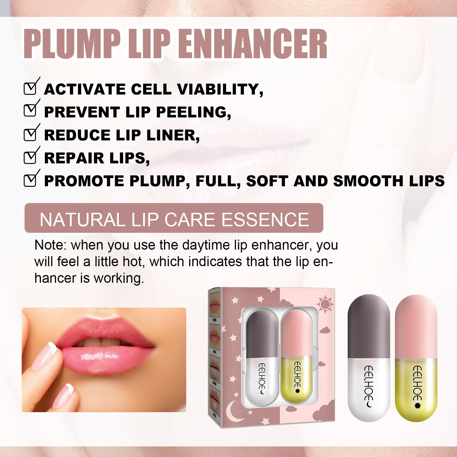 Lip Voller Serum, volumegevende en hydraterende lipbehandeling om fijne lijntjes te verminderen, anti-uitdrogen en herstellende balsem voor sexy, vollere lippen