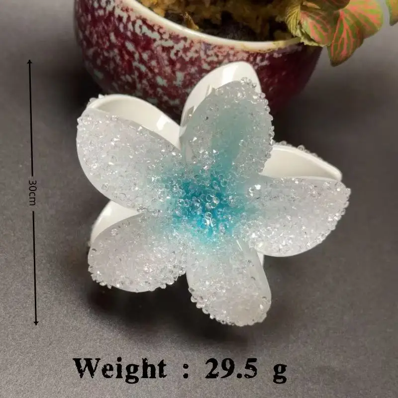 새로운 그라디언트 색상 크리스탈 계란 꽃 게 클램프 여성 소녀 패션 상어 헤어 클립 발톱 머리핀 머리 장식 액세서리 도구