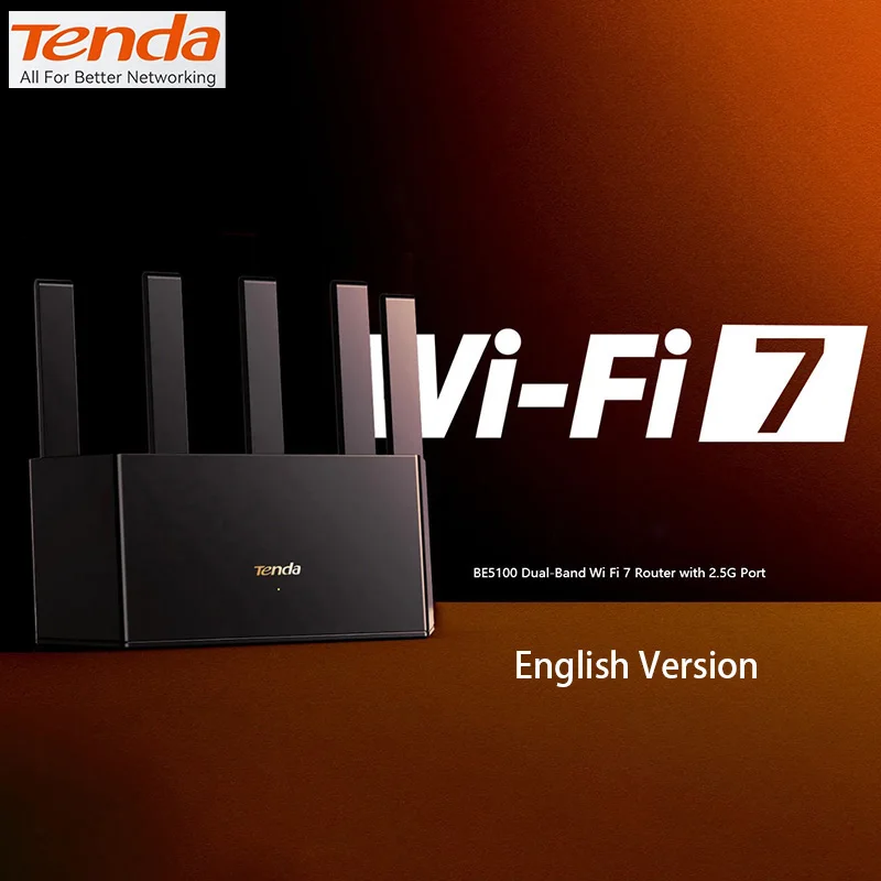 Tenda Router English Version 5011Mbps WiFi7 Dual-Band1GHz CPU Gaming Acceleration 5011Mbps Gigabit WAN LAN Mesh Repeater