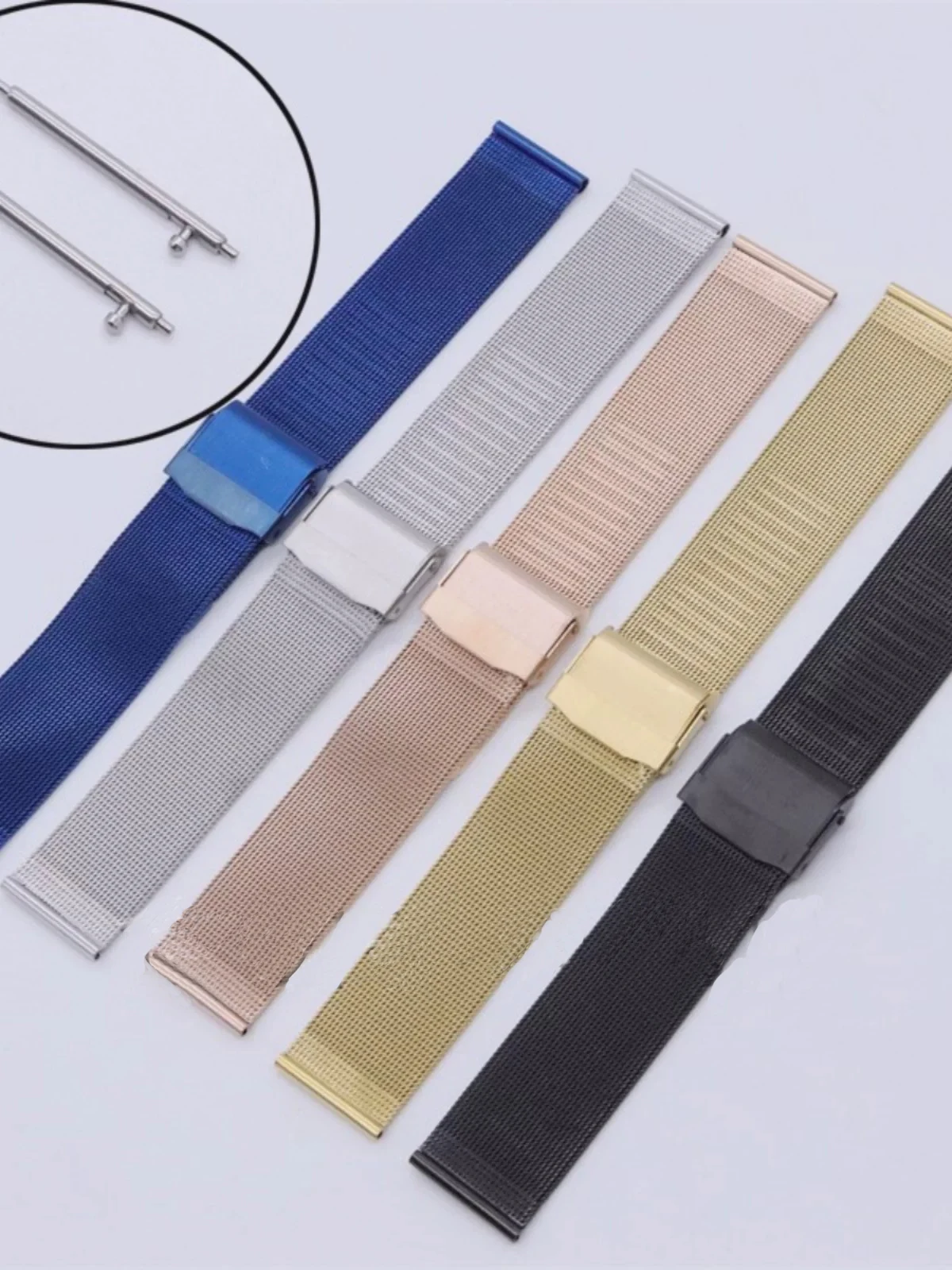 Mesh-Armband aus Edelstahl, Uhrenarmband, 12 mm, 13 mm, 14 mm, 15 mm, 16 mm, 17 mm, 18 mm, 20 mm, 22 mm, Unisex-Ersatzarmband, Zubehör – Detail 1