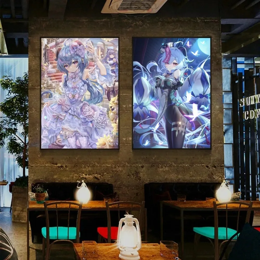 ملصق جانيو لحساب تأثير Genshin ، فن قماش ، ديكور جداريات جدارية ، ديكور غرفة الألعاب ، كاواي ، لوحة عالية الدقة ، قطة ، سيارات ، هدايا