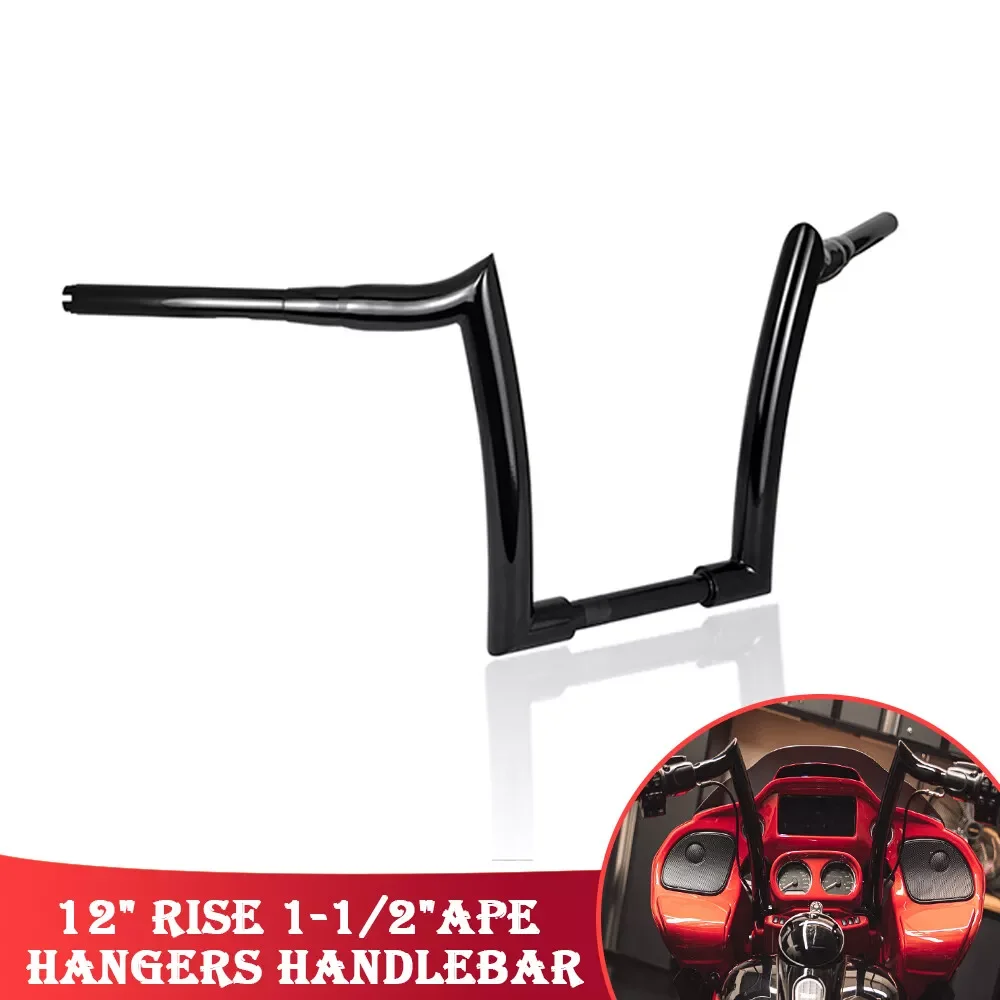 

Motorcycle Accessories 12'' Rise Ape Hangers Handlebar Steel For Honda Shadow Phantom VT750C2B Dyna Softail Sportster
