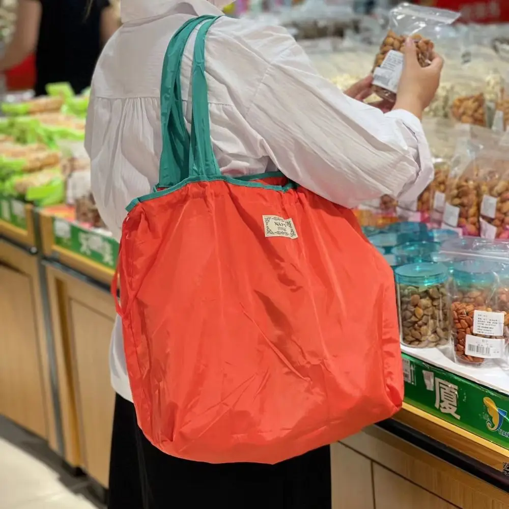 Foldable Supermarket Shopping Bag Fashion Drawstring Reusable Shopping Bag Eco-Friendly Waterproof Travel Grocery Bag Universal