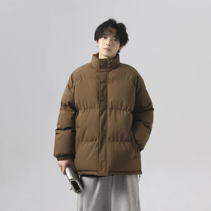 

Winter New Fashion Men's Solid Color Simple Basic Casual Trendy Stand Collar Long Sleeve Thicken Quilted Coats Male Parkas Tops