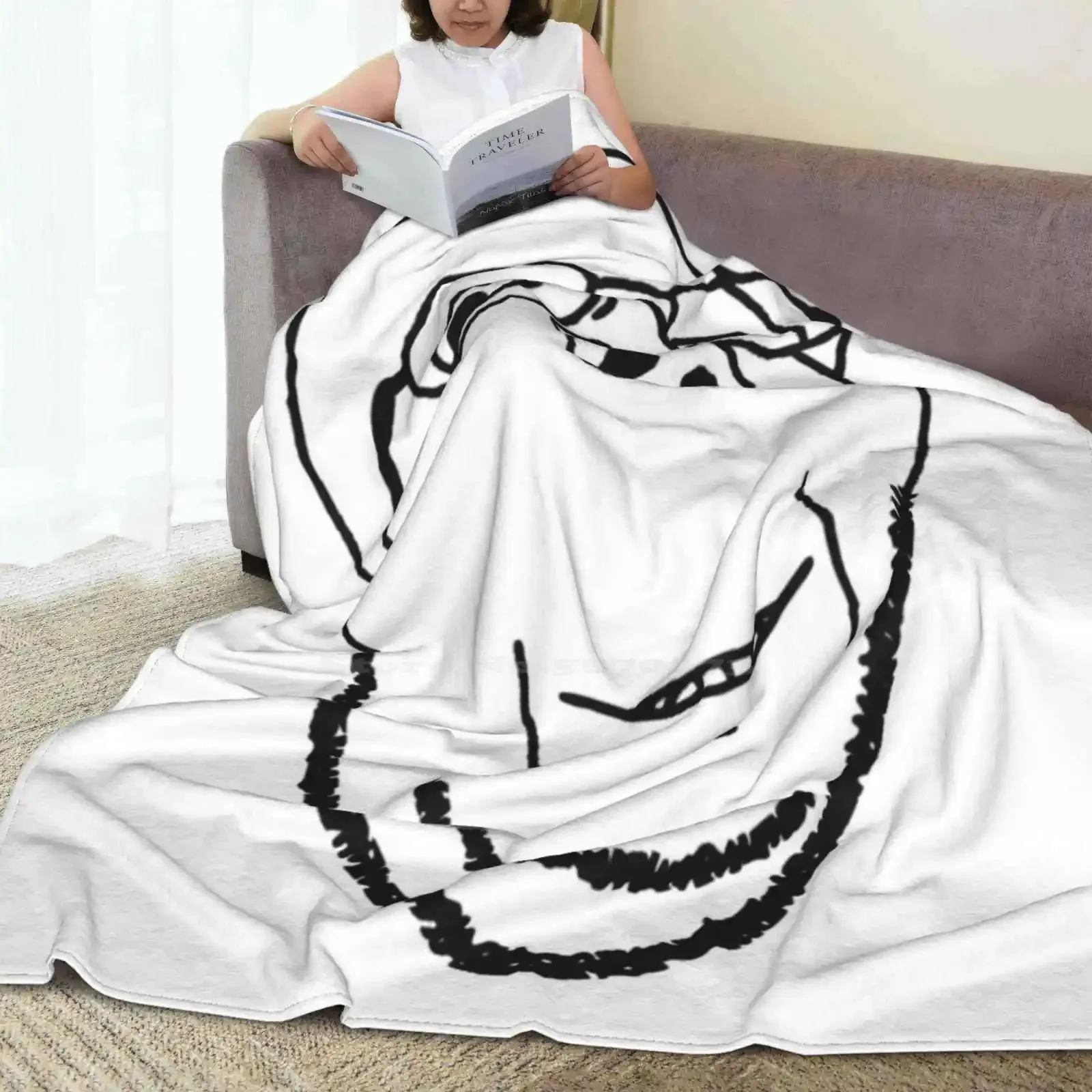 Smiling Wholesome Wojak / Soyjak Best Selling Room Household Flannel Blanket 4chan Meme Qa Wojak Soijak Soyjak