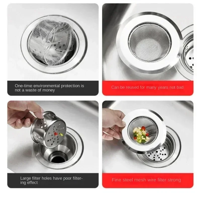 1pcs Kitchen Sink Filter Stainless Steel Anti-blocking Device Wash Basin Pool Filter Sieve Kitchenware Practical Tools