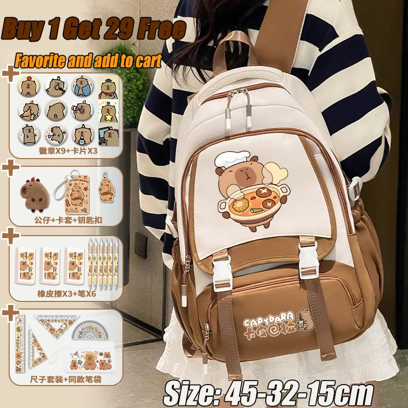 2025 New Capybara Girl Backpack Cartoon Cute School Bag for Teens Luxury Large Capacity Backpack Back to School Bag