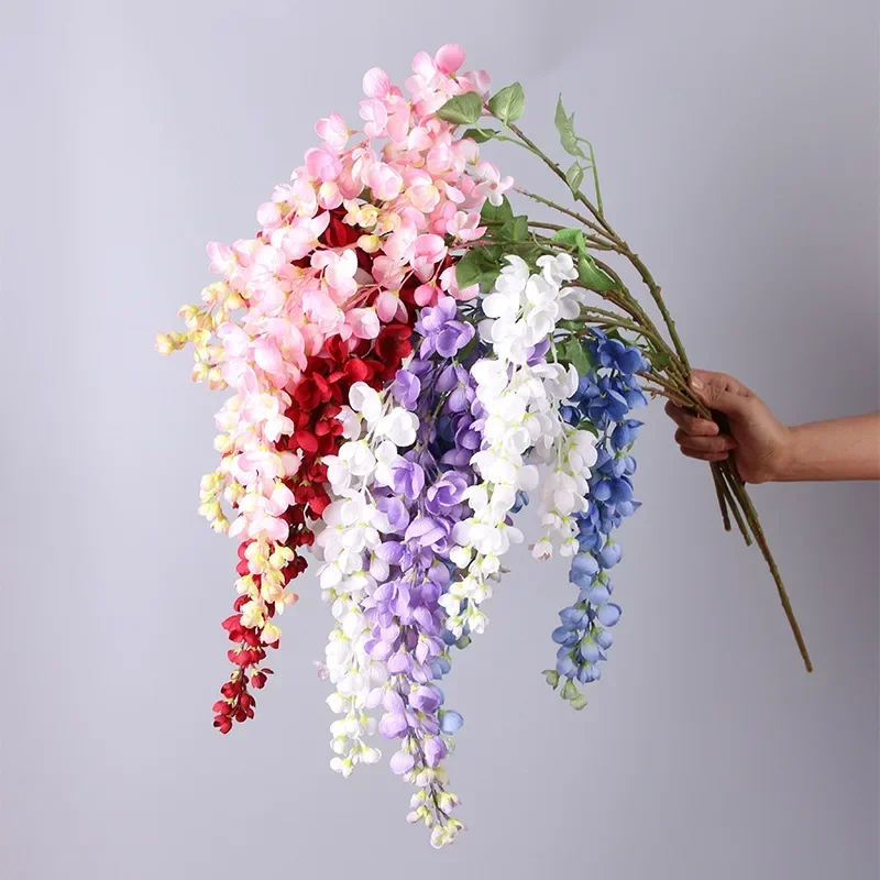 

6 Fork Artificial Bean Flower Branch Wisteria Bean Flower String Wall Hanging Wedding Home Decoration Living Arrangement Flower