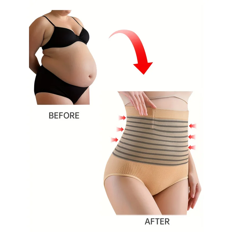 Women's High-Waisted Tummy Control Bodyshaping Corset Pants - Breathable Compression Leg Opening & Waistband