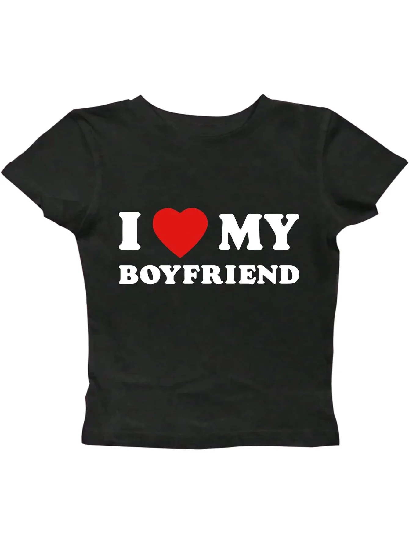 

Короткий топ из 100% хлопка «I Love My Boyfriend», повседневная футболка с круглым вырезом и короткими рукавами, идеальный подарок на День святого Валентина и юбилей