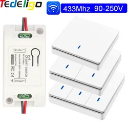 Rf 433Mhz Wireless Push Button Smart Light Switch  Remote Control 90-250V 10Amp 1CH RF Relay Receiver Transmitter for Fan Lamp