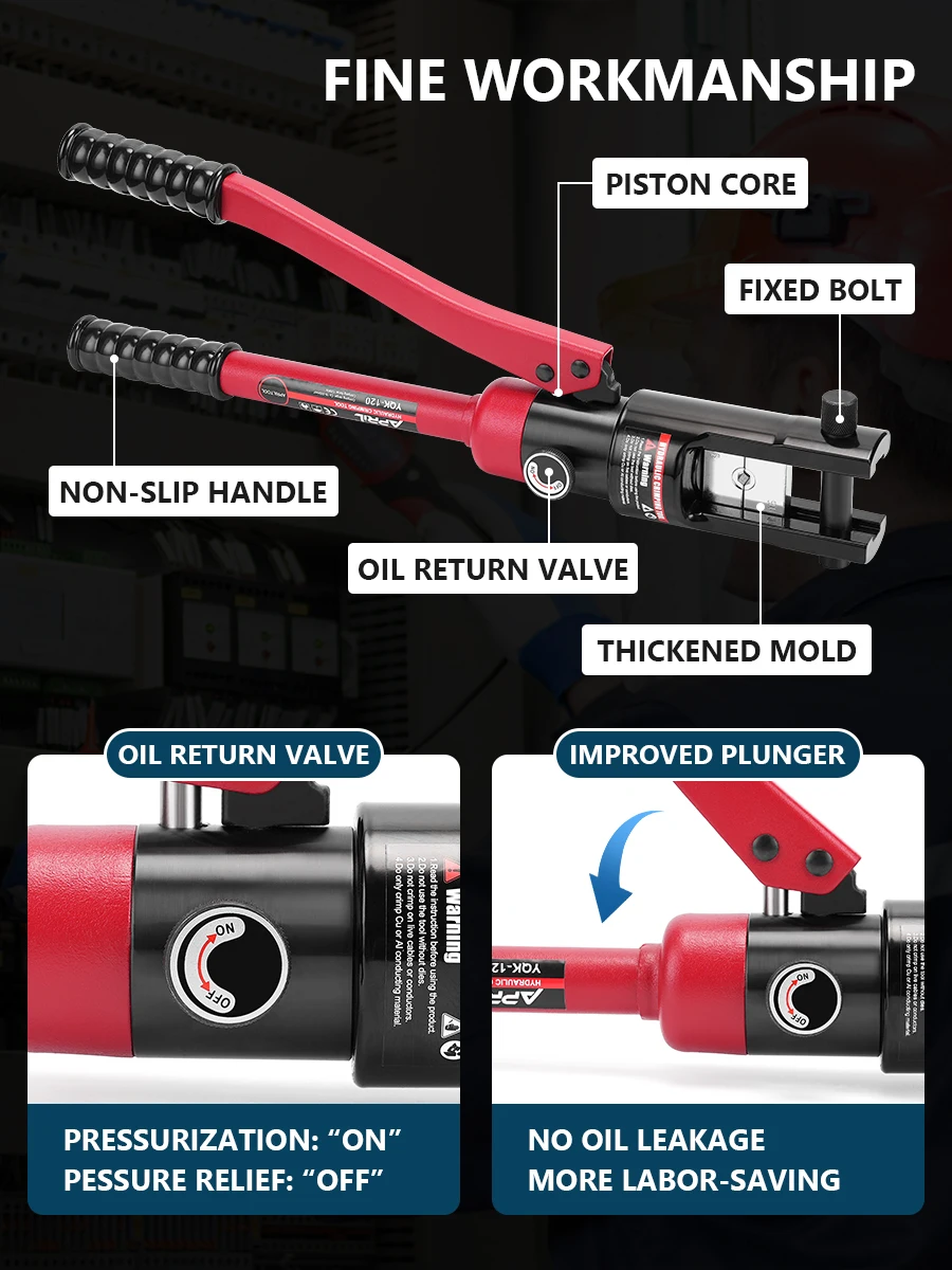 أبريل الهيدروليكية العقص أداة YQK-120 العقص المدى 10-120mm2 النحاس والألومنيوم محطة ضغط أداة سلك حبل المكشكش