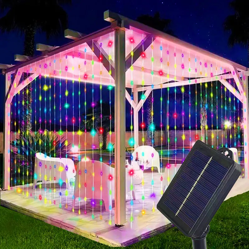 

Solar LED Garland 8 Modes Festoon Fairy Curtain String Light Perfect for New Year Christmas Wedding Party Outdoor Decoration