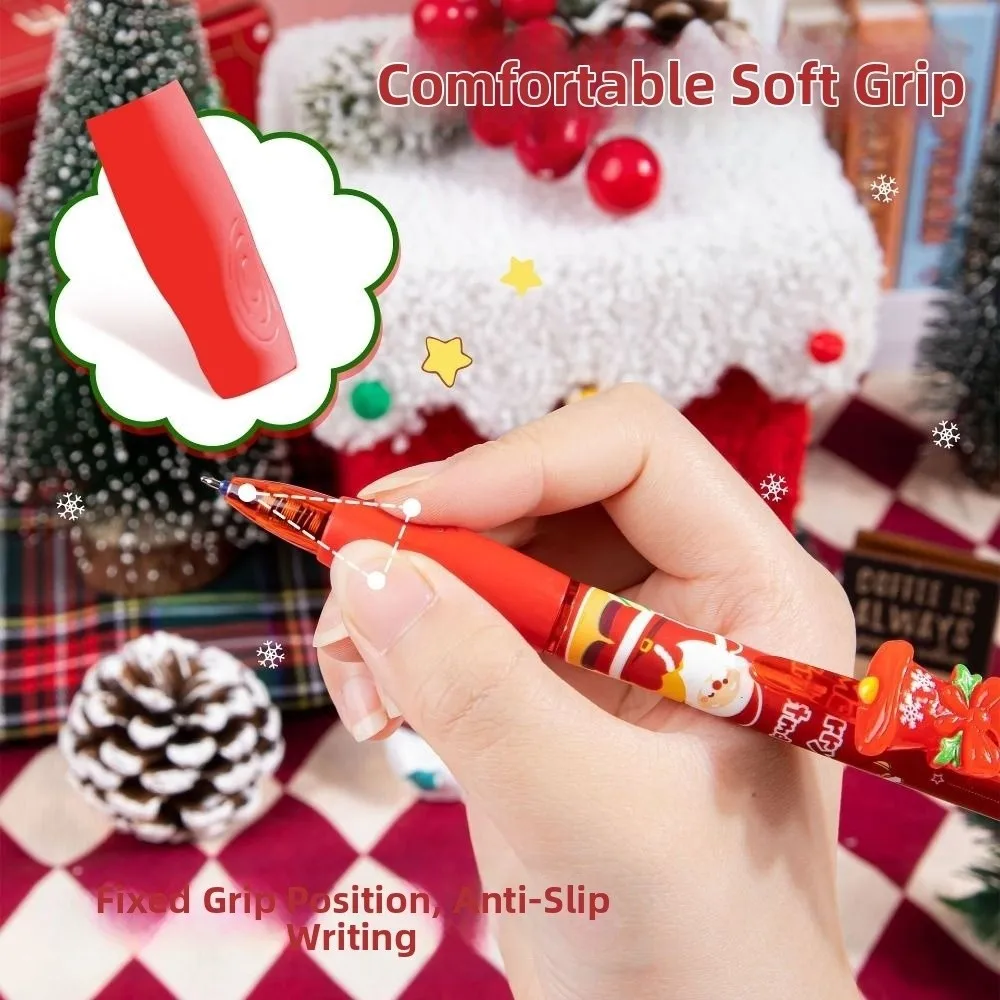 

6 шт./компл., рождественские подарки, 0,5 мм, рождественская стираемая ручка, синие чернила, быстросохнущая гелевая ручка, мягкая ручка для вывески, школьный офис