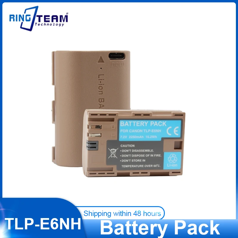 NEW LP-E6NH LPE6NH LP E6 LP-E6 Battery 2250mAh with Type-C Input for Canon EOS R R5 R6 5DS 6D 7D 60D 70D 80D 90D