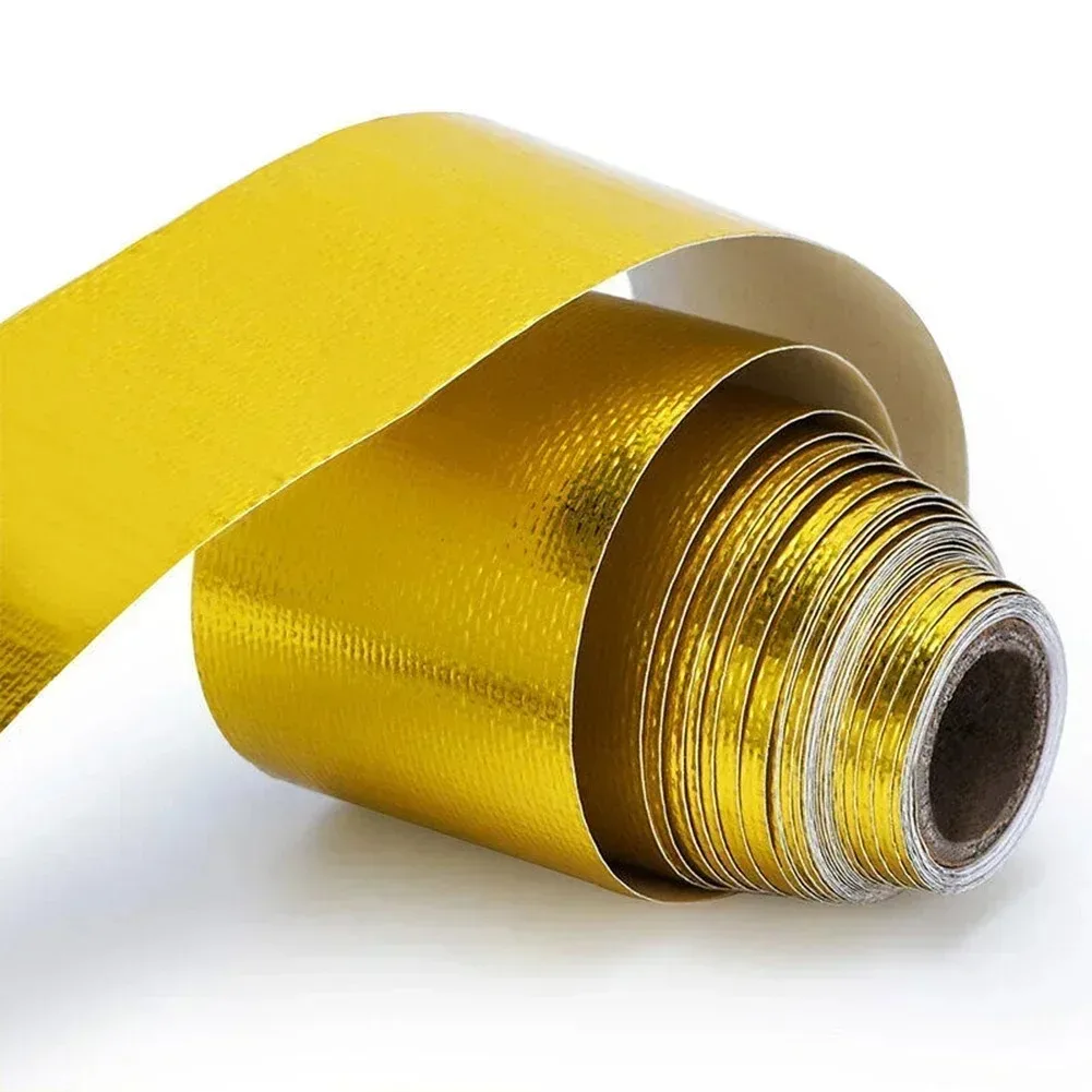 5cmX 5m/10m Gold Car Motorcycle Exhaust Wrap Pipe Header Heat Insulation Roll Tape Turbo Heat Exhaust Thermal Wrap Tape